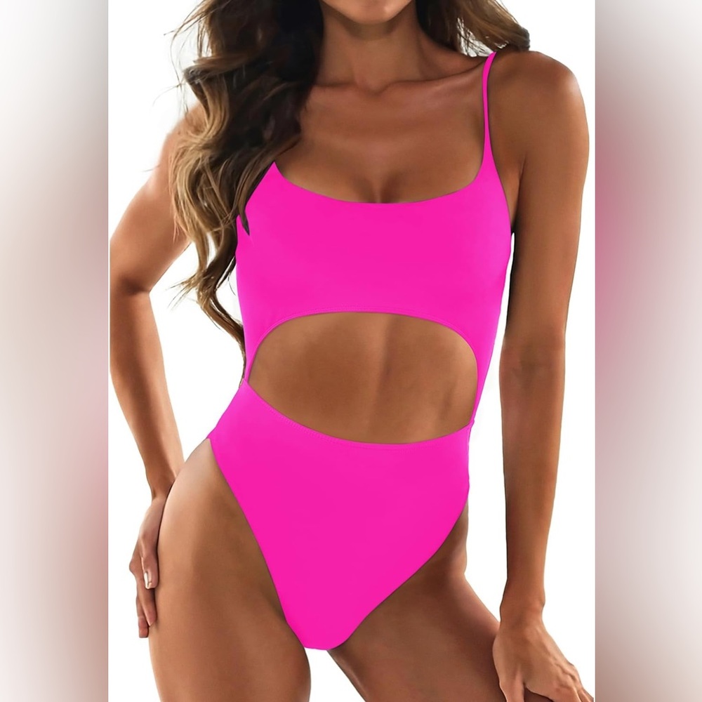 Vibrant Pink Cutout Swimsuit Like New